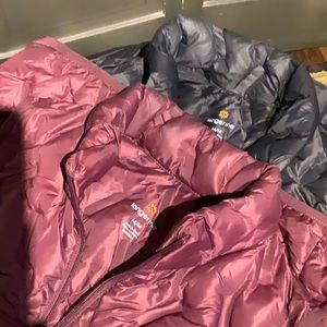 Lot of Puffy vests black and burgundy